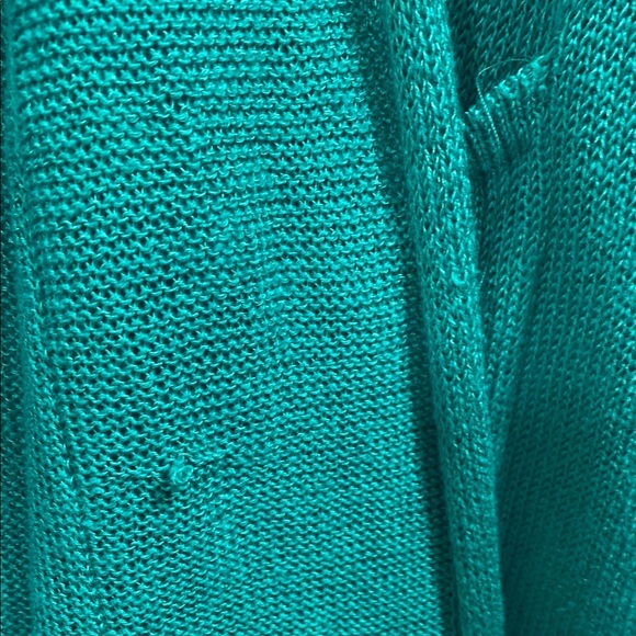 J. Jill Linen Blend Teal Open Front Cardigan Sweater - Picture 6 of 6
